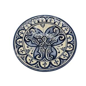 Decorative hanging plate bohemian Folk artistic blue cream red clay